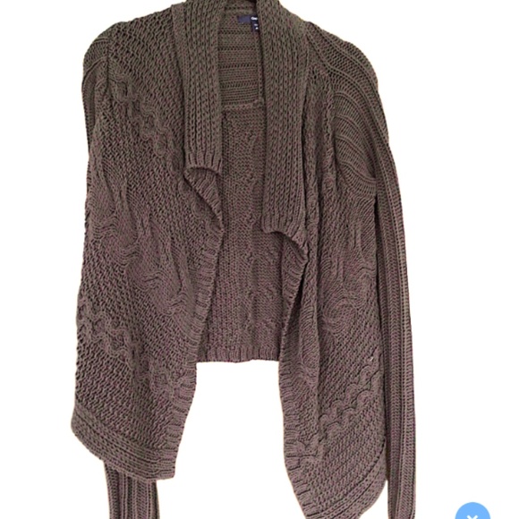 Vintage Gap Womens Brown Cable Knit Open Front Sweater, XS - Picture 2 of 3